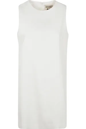 SEMICOUTURE Kjole, Dame, Hvid, 2XS, Elegant Blomstret Kjole til Kvinder