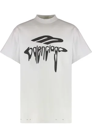 Balenciaga Top, Herre, Hvid, S, Bomuld, Slidt crew-neck T-shirt