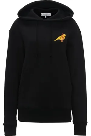 J.W.Anderson Sweathshirts & Hoodies, Dame, Sort, XS, Bomuld, Hoodie Sweater med Broderet Logo