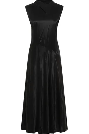 Jil Sander Kjole, Dame, Sort, S, Satin, Sort Cupro Lang Kjole