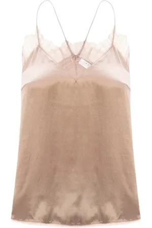 IRO Top, Dame, Lyserød, S, Romantisk blondebesat silketop