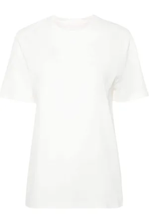 Jil Sander Top, Dame, Hvid, XS, Bomuld, Hvid T-shirt i bomuld med logo print