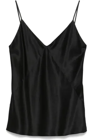 Max Mara Top, Dame, Sort, M, Silketop med Quassia Design