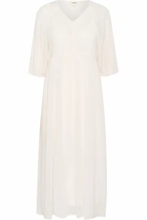 Soaked in Luxury Kjole, Dame, Hvid, L, Polyester, Mesh Overlay Maxi Kjole Whisper