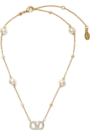 VALENTINO GARAVANI Tilbehør, Dame, Gul, ONE SIZE, Uld, Elegant Guld Halskæde med Unikt Design