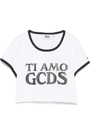 GCDS Top, Dame, Hvid, S, Uld, Stilfuldt Logo T-shirt