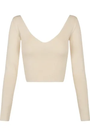 Cortana Strik, Dame, , L, Silke V-hals Langærmet Crop Top