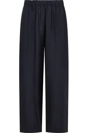 Fabiana Filippi Bukser, Dame, Blå, XL, Linned, Linned elastisk talje bukser