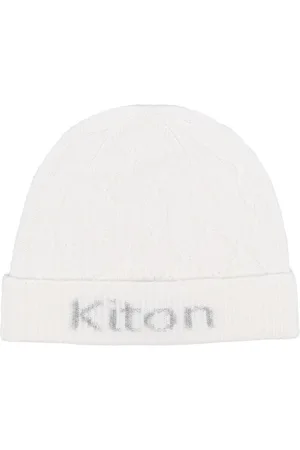 Kiton Tilbehør, Herre, Hvid, ONE SIZE, Cashmere, Intarsia Cable Knit Cashmere Beanie