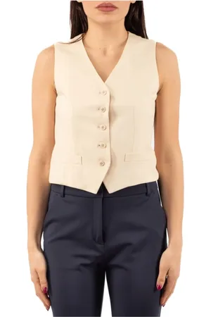 Max Mara Jakke, Dame, Hvid, XL, Afslappet Ærmeløs Vest til ture