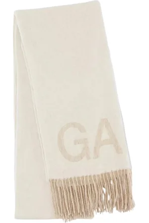 Ganni Tilbehør, Dame, , ONE SIZE, Uld, Creme Uld Frynset Tørklæde