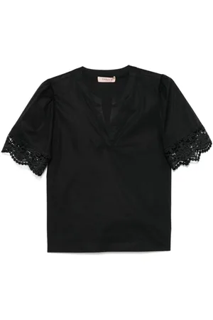 Twin-Set Bluser & Skjorter, Dame, Sort, XL, Uld, Sort Skjorte Sæt Stilfuld