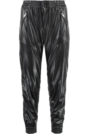 Isabel Marant Bukser, Dame, Sort, M, Polyester, Faux Leather Bukser med Elastisk Talje