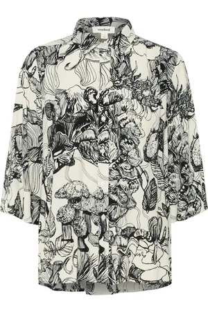 Soaked in Luxury Bluser & Skjorter, Dame, Flerfarvet, 2XL, Uld, Nightsky Touile De Jouy Skjorte