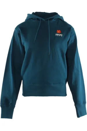 Kenzo Sweathshirts & Hoodies, Dame, Blå, M, Bomuld, Classic Crest Hættetrøje