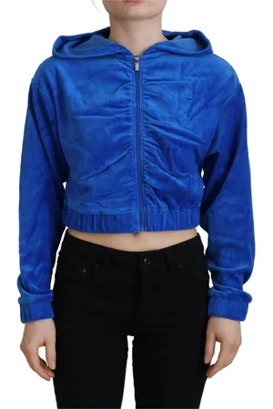 Juicy Couture Sweathshirts & Hoodies, Dame, Blå, 2XS, Bomuld, Cropped Hættetrøje