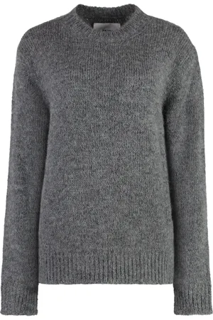 Jil Sander Strik, Dame, Grå, M, Uld, Alpaca Uld Crew-Neck Sweater