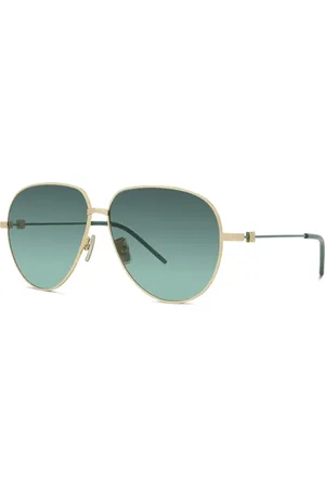 Givenchy Tilbehør, unisex, Gul, ONE SIZE, Uld, Guld Metal Dråbe Solbriller Blå Linser