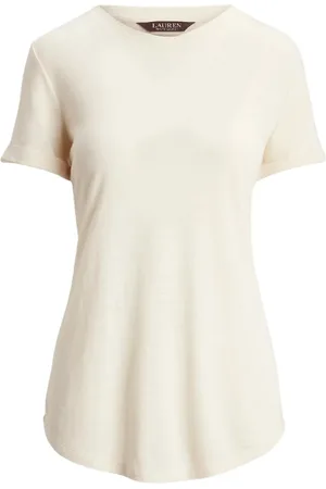 Ralph Lauren Top, Dame, Hvid, L, Linned, Creme Relaxed Fit Skjorte