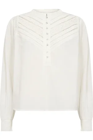 Cream Bluser & Skjorter, Dame, , S, Bomuld, Feminin Bluse med Broderede Detaljer
