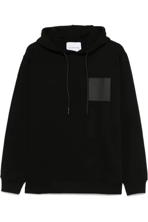 John Richmond Sweathshirts & Hoodies, Herre, Sort, 2XL, Bomuld, Sort Hættetrøje med Logo Patch