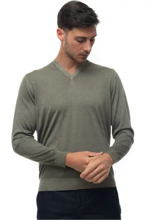 Kiton Strik, Herre, Grøn, 2XL, Cashmere, V-Neck Pullover