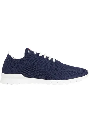 Kiton Sko, Herre, Blå, 43 1/2 EU, Navy Strikkede Sneakers