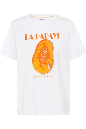 Saint Tropez Top, Dame, Hvid, L, Bomuld, Grafisk Tee Bird Of Paradise
