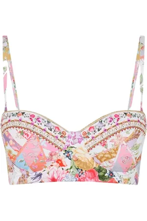 Camilla Badetøj, Dame, Flerfarvet, XS, Hvid Blomstret Balconette Bikini Top