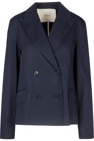 Jucca Jakke, Dame, Blå, M, Bomuld, Dobbeltbrystet gabardine blazer med revers