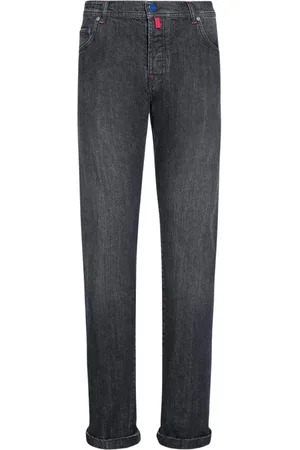 Kiton Jeans, Herre, Grå, W32, Bomuld, Slim-fit mørkegrå bukser