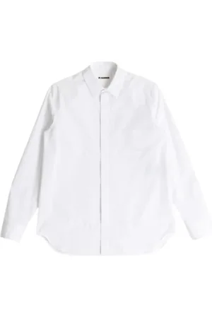 Jil Sander Skjorte, Herre, Hvid, 2XL, Bomuld, Hvid Bomuldspoplin Skjorte