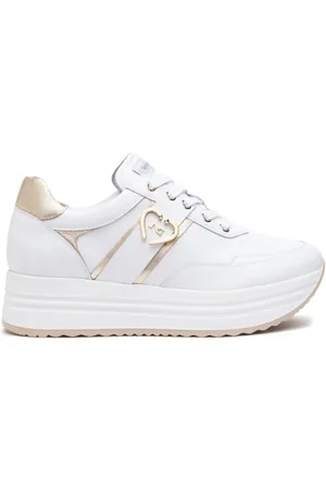 Nero Giardini Sko, Dame, Hvid, 35 EU, Læder, Hvide lædersneakers med laminerede indsatser