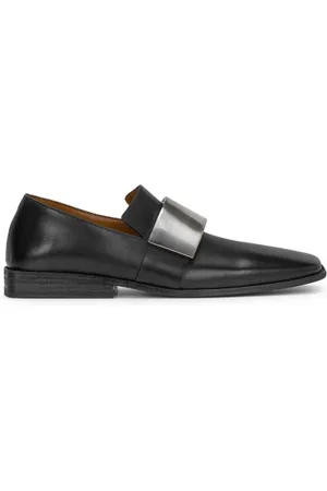MARSÈLL Sko, Dame, Sort, 38 EU, Læder, Sort læder slip-on loafers med stål accent