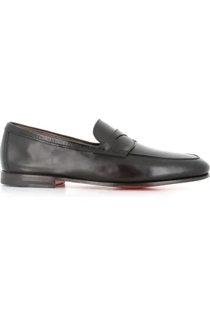 santoni Sko, Herre, Brun, 43 EU, Læder, Mørkebrun Læder Loafer Sko