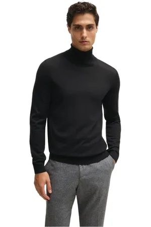 HUGO BOSS Strik, Herre, Sort, S, Uld, Merino Uld Turtleneck Sweater