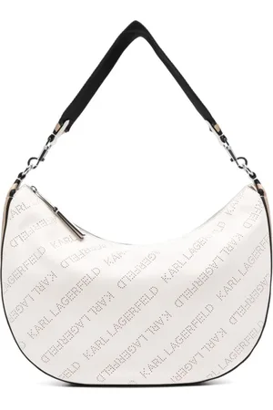 Karl Lagerfeld Taske, Dame, Hvid, ONE SIZE, Uld, Perforeret Logo Skuldertaske