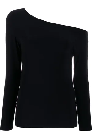 Norma Kamali Top, Dame, Sort, L, Uld, Off-shoulder Sorte T-shirts og Polos