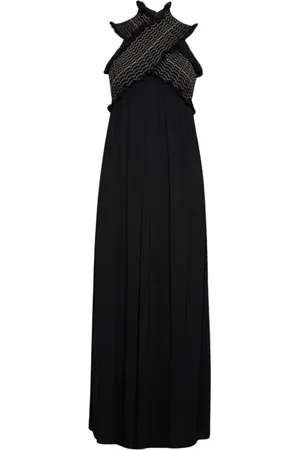Dondup Kjole, Dame, Sort, S, Uld, Stilfuld Maxi Kjole