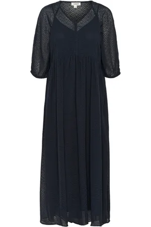 Soaked in Luxury Kjole, Dame, Sort, L, Polyester, Mesh Overlay Maxi Kjole Night Sky