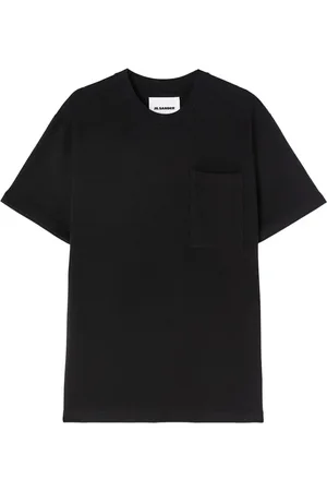 Jil Sander Top, Herre, Sort, L, Bomuld, Sort Bomuld Crewneck T-Shirt med Logo Label