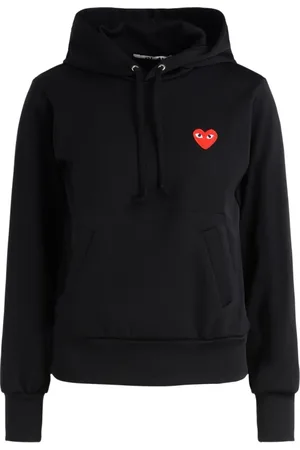 Comme des Garçons Sweathshirts & Hoodies, Dame, Sort, L, Uld, Sort Hættebluse med Rødt Hjerte