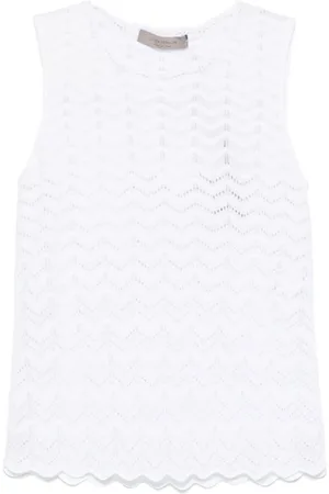 D.EXTERIOR Top, Dame, Hvid, M, Bomuld, Chic Bianco Topwear Ss25
