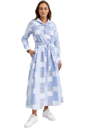 Kenzo Kjole, Dame, Blå, S, Bomuld, Maxi Patchwork Bomuld Kjole