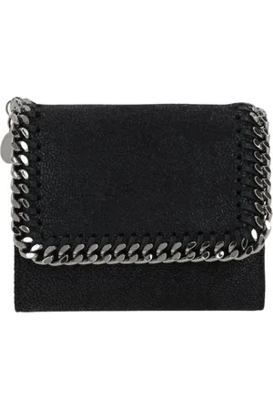 Stella McCartney Tilbehør, Dame, Sort, ONE SIZE, Sort Tri-Fold Pengepung i Shaggy Deer Eco-Materiale