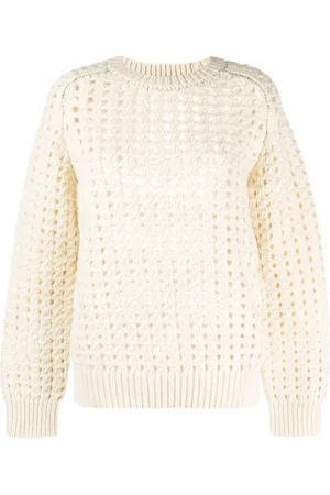 Bottega Veneta Strik, Dame, , M, Kridt Sweater i Stil 9071