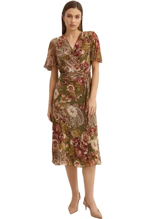 Ralph Lauren Kjole, Dame, Grøn, XS, Midi kjole i blomster