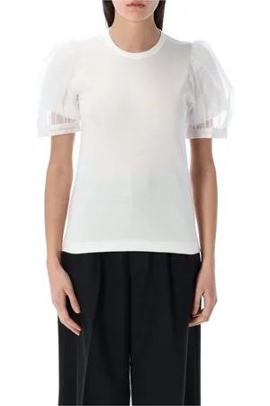 Comme des Garçons Top, Dame, Hvid, S, Bomuld, Hvid Puffærmer T-shirt