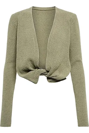 Jacquemus Bluser & Skjorter, Dame, Grøn, XS, Bomuld, Twisted Cardigan med dyb udskæring