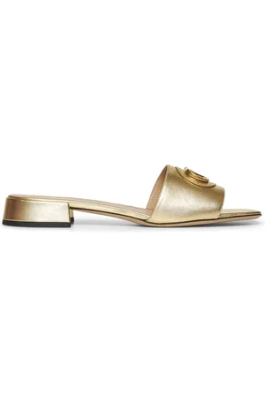 VALENTINO GARAVANI Sko, Dame, Gul, 40 EU, Uld, Guld VLogo Læder Sandaler